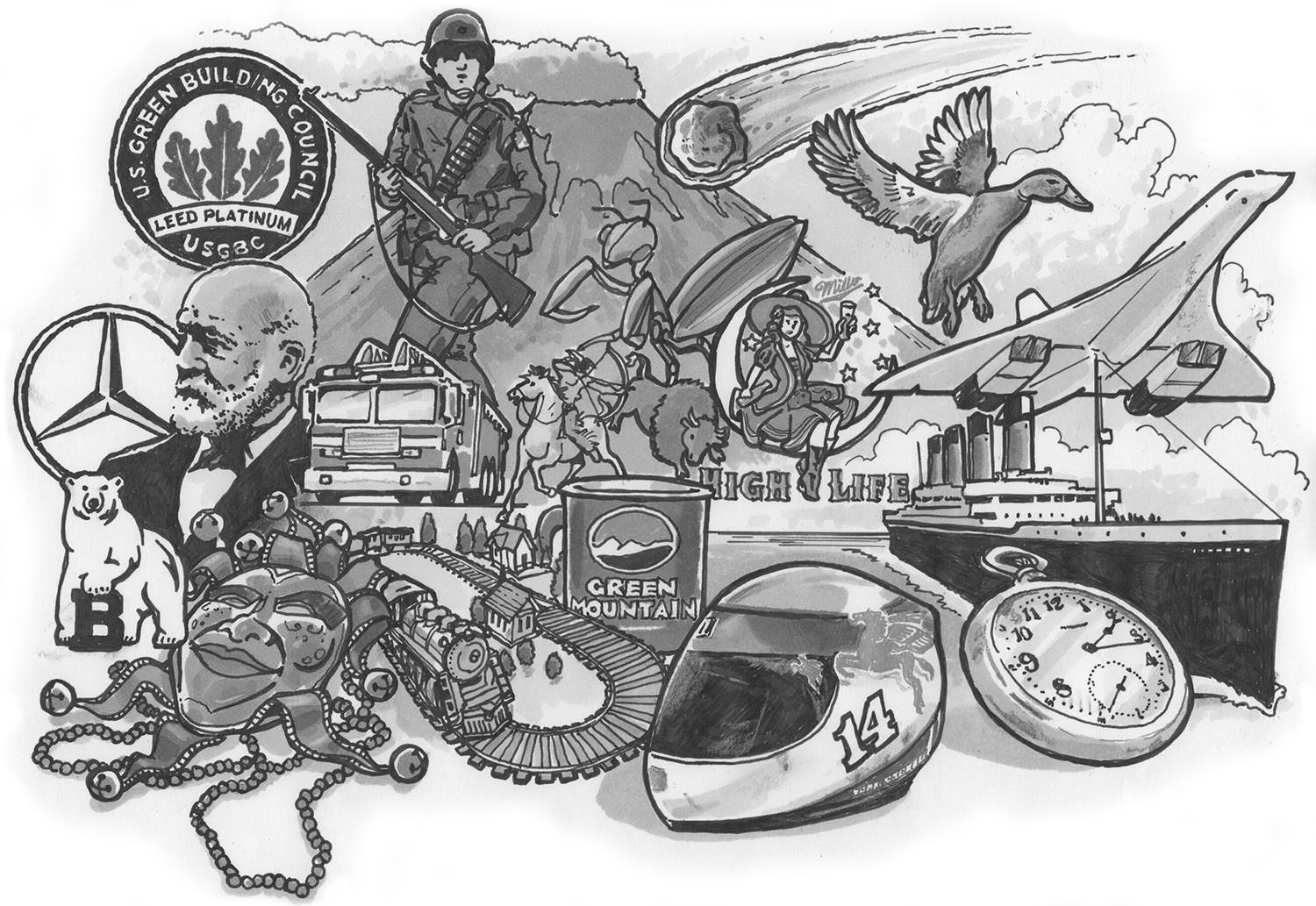 Hand drawing of selected projects